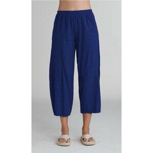 CutLoose Cut Loose Pants Womens XS Blue Linen Blend Cropped Barrel Leg